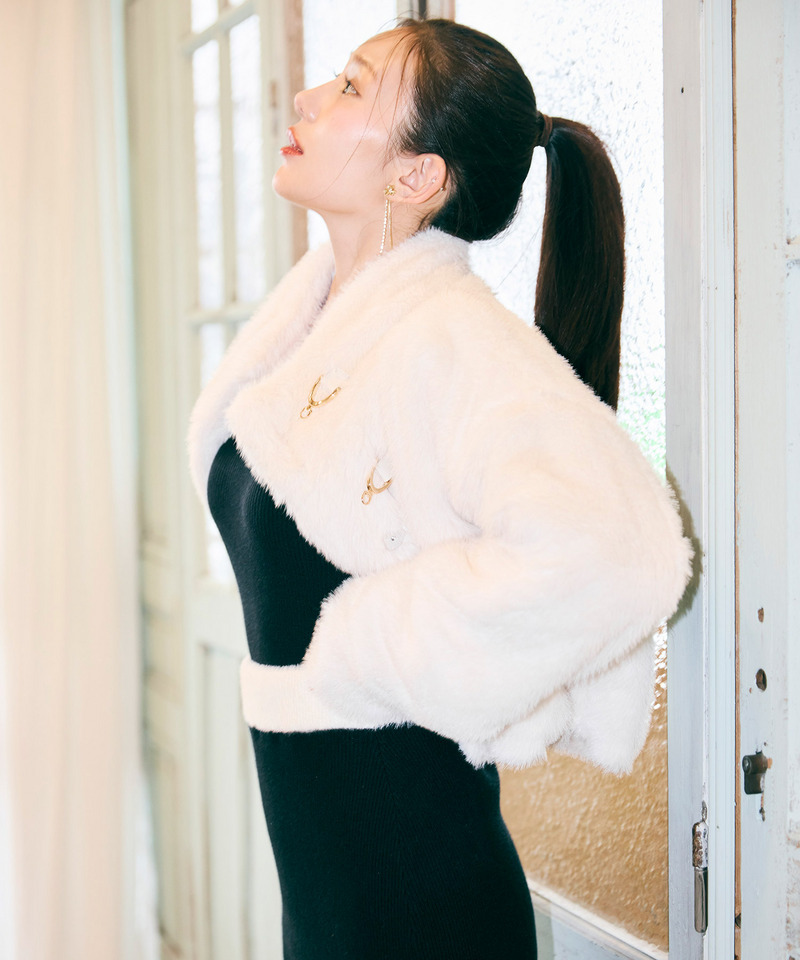 【単品購入/選べる3点SET対象】ビット付ファージャケット 詳細画像 オフホワイト 25