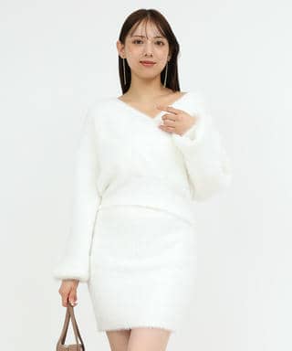 カシュクールシャギーニットトップス
