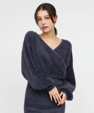 カシュクールシャギーニットトップス