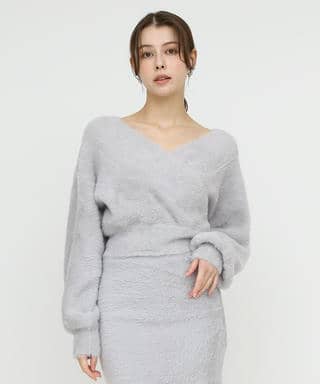カシュクールシャギーニットトップス