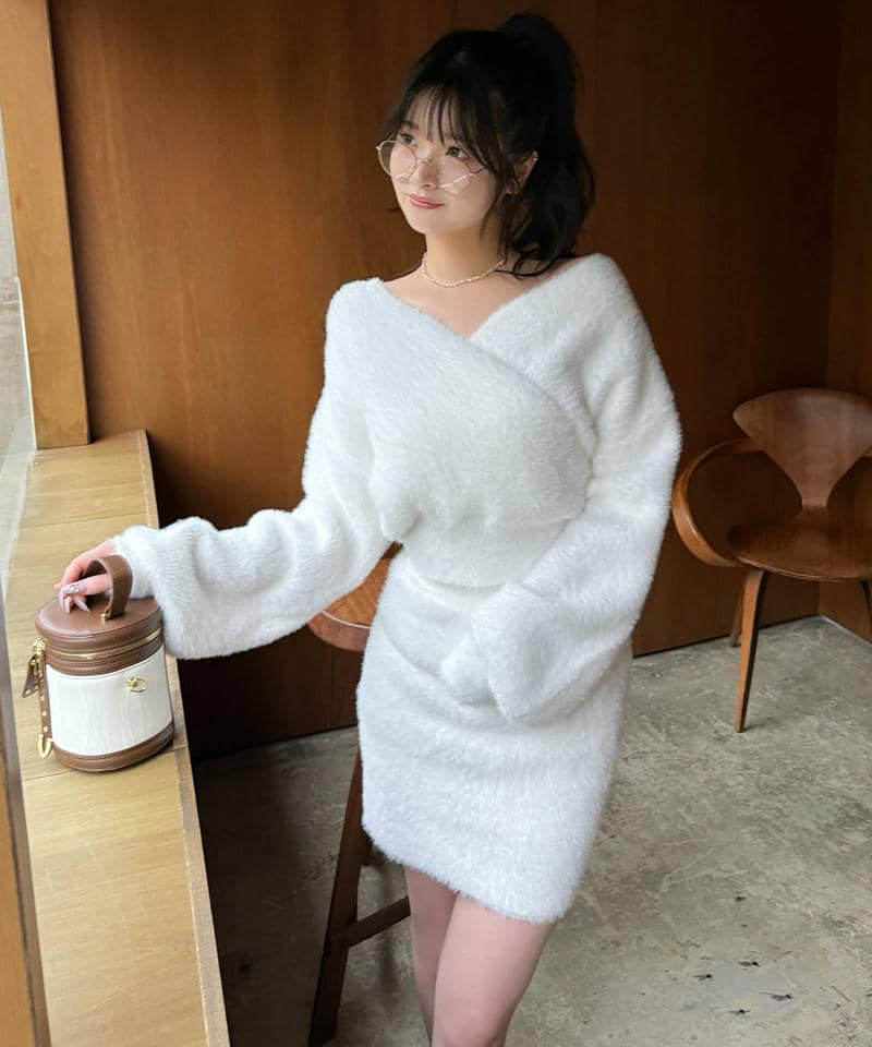 カシュクールシャギーニットトップス 詳細画像 オフホワイト 10