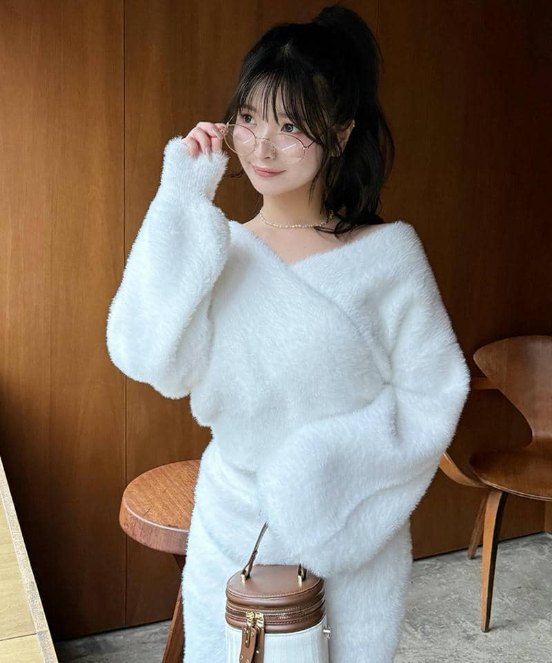 カシュクールシャギーニットトップス 詳細画像 オフホワイト 11