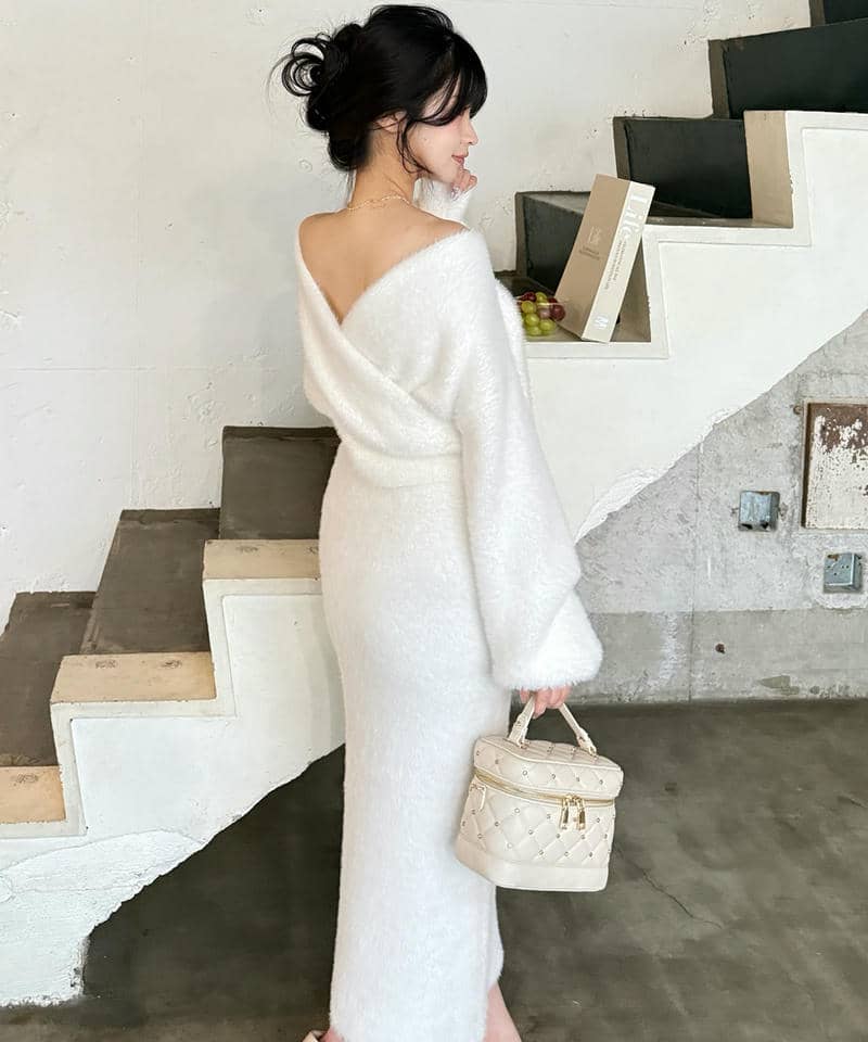 シャギーニットタイトロングスカート 詳細画像 オフホワイト 9