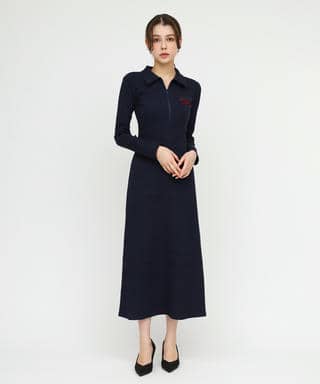 襟付きロゴリボンカットワンピース