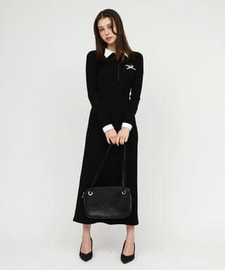 襟付きロゴリボンカットワンピース