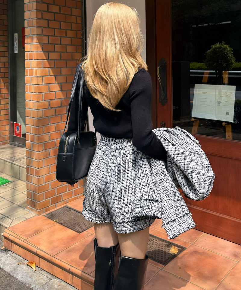 ツイードパイピングリボンニットトップス 詳細画像 BP 10