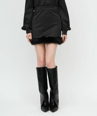 ファー付ラメ裏毛ミニスカート