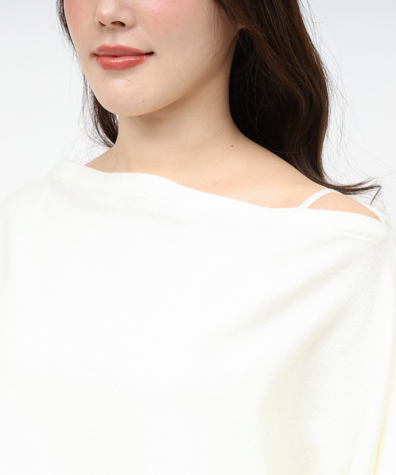 ファーポンチョ付スリットレースニットタイトワンピース 詳細画像 オフホワイト 4