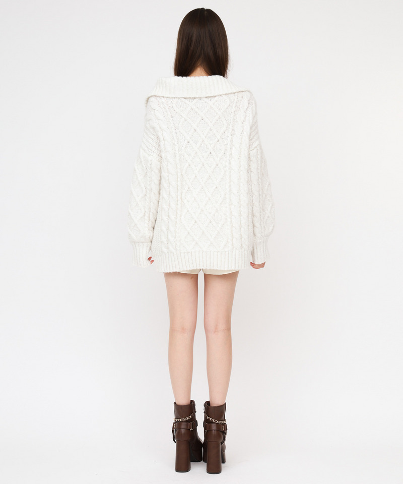 ハーフZIPケーブルミニワンピース 詳細画像 オフホワイト 4