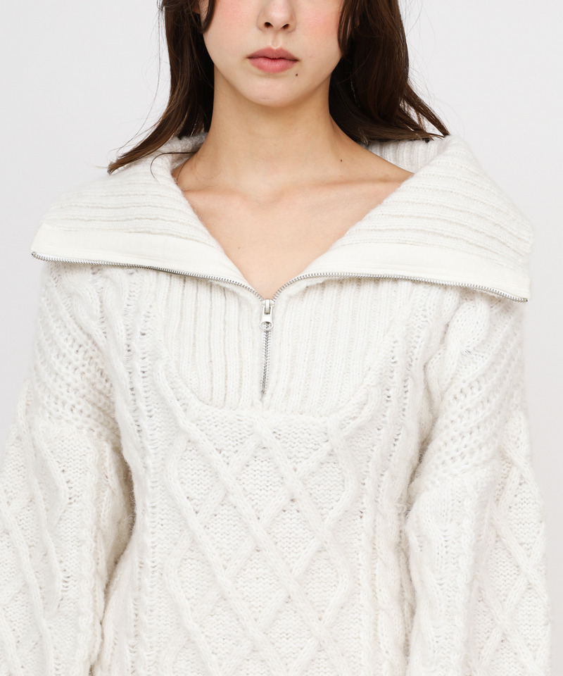 ハーフZIPケーブルミニワンピース 詳細画像 オフホワイト 5