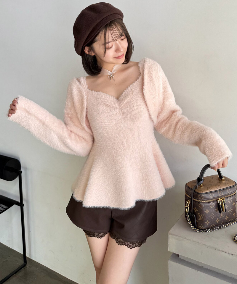 ミニシャギーニットアンサンブル 詳細画像 ピンク 2