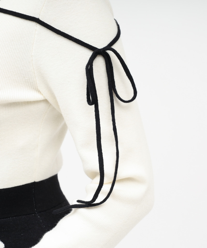 ドットジャガード配色ニットミニワンピース 詳細画像 オフホワイト 6