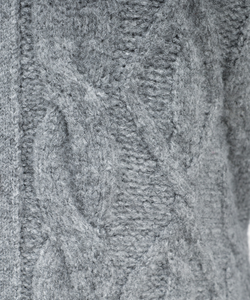 シャツドッキングケーブルニットミニワンピース 詳細画像 グレー 7