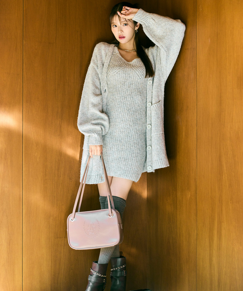 タイトニットミニワンピース×ミドルカーディガン 詳細画像 その他 1