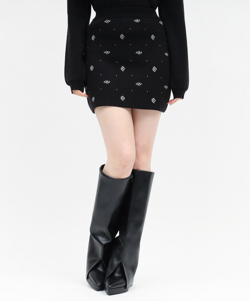 アソートジャガードニットミニスカート 詳細画像