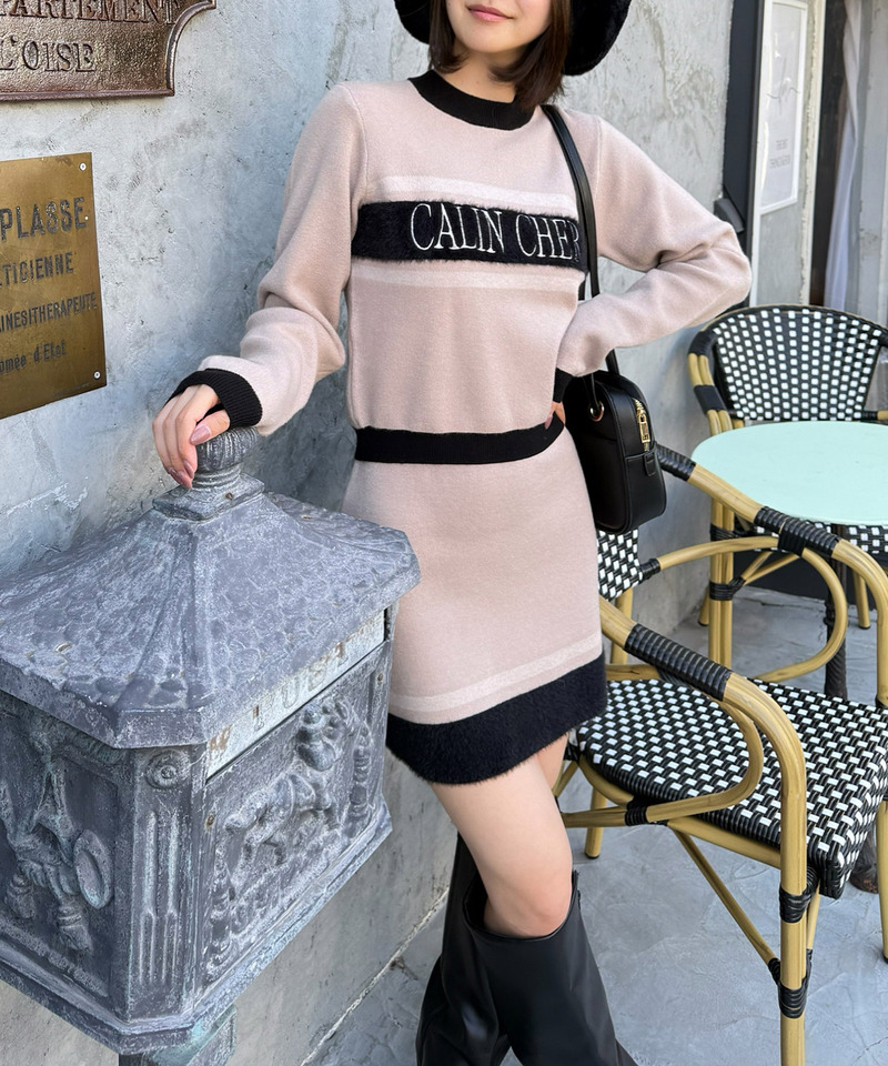 アソートジャガードニットミニスカート 詳細画像 ベージュ 3