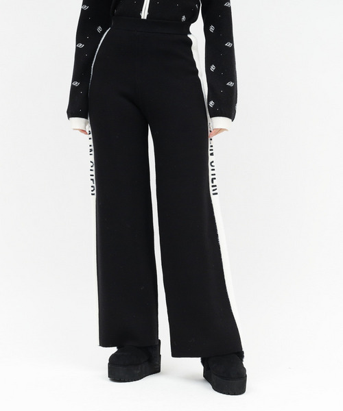 アソートジャガードニットワイドパンツ 詳細画像