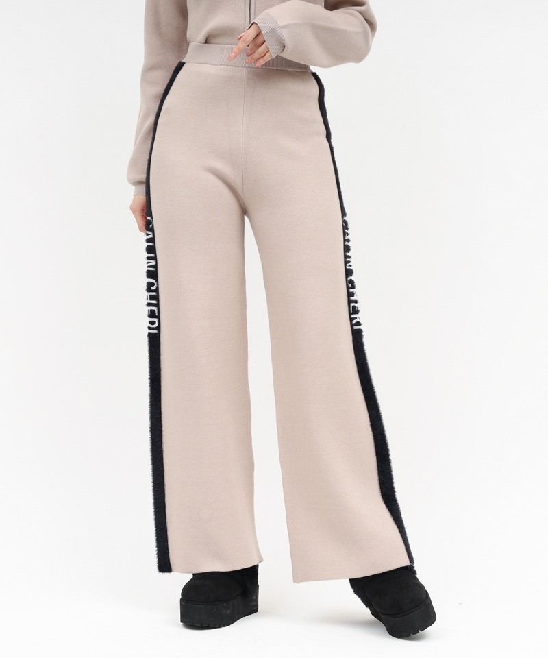 アソートジャガードニットワイドパンツ 詳細画像 ベージュ 1