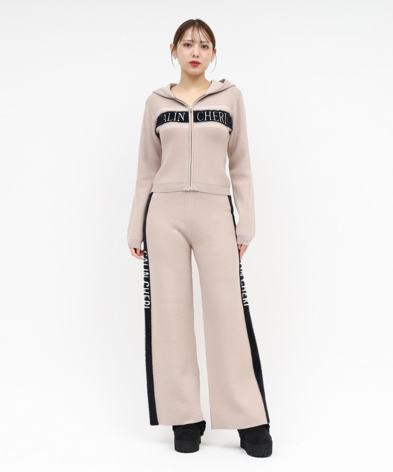 アソートジャガードニットワイドパンツ 詳細画像 ベージュ 2