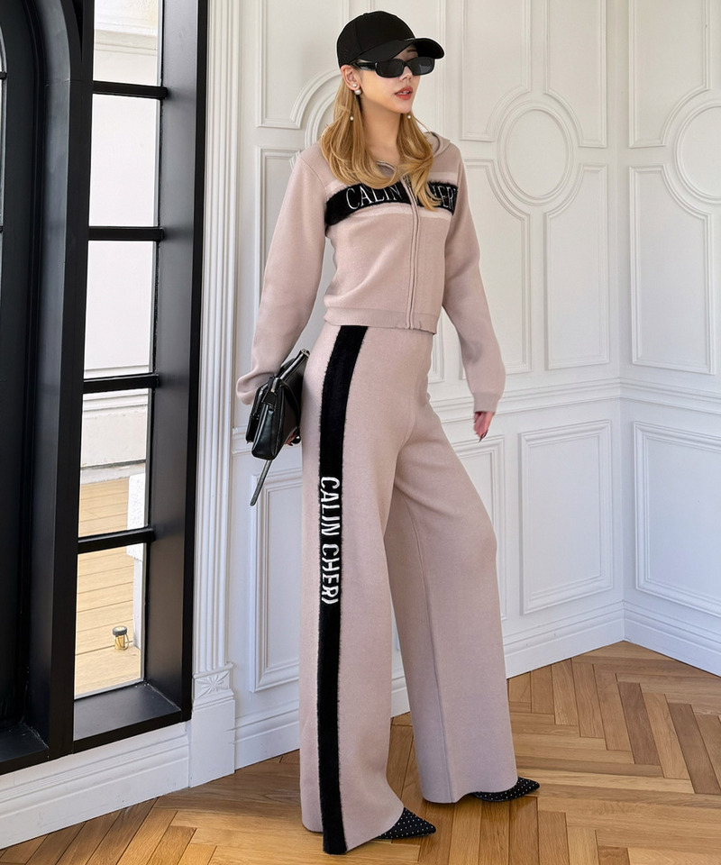 アソートジャガードニットワイドパンツ 詳細画像 ベージュ 3