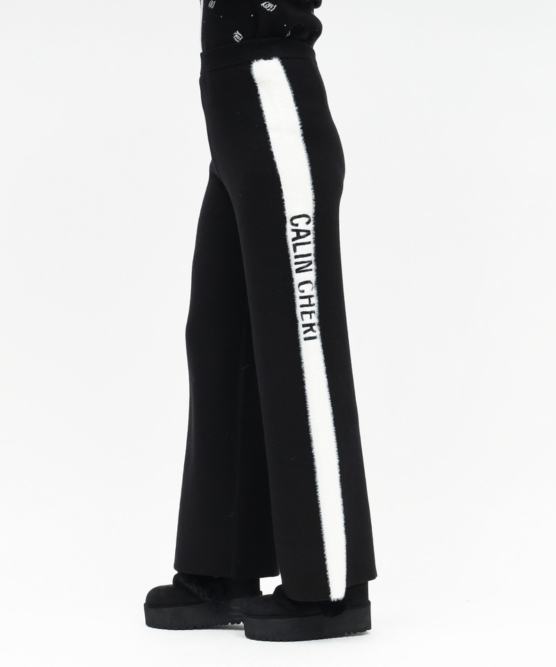 アソートジャガードニットワイドパンツ 詳細画像 ブラック 2