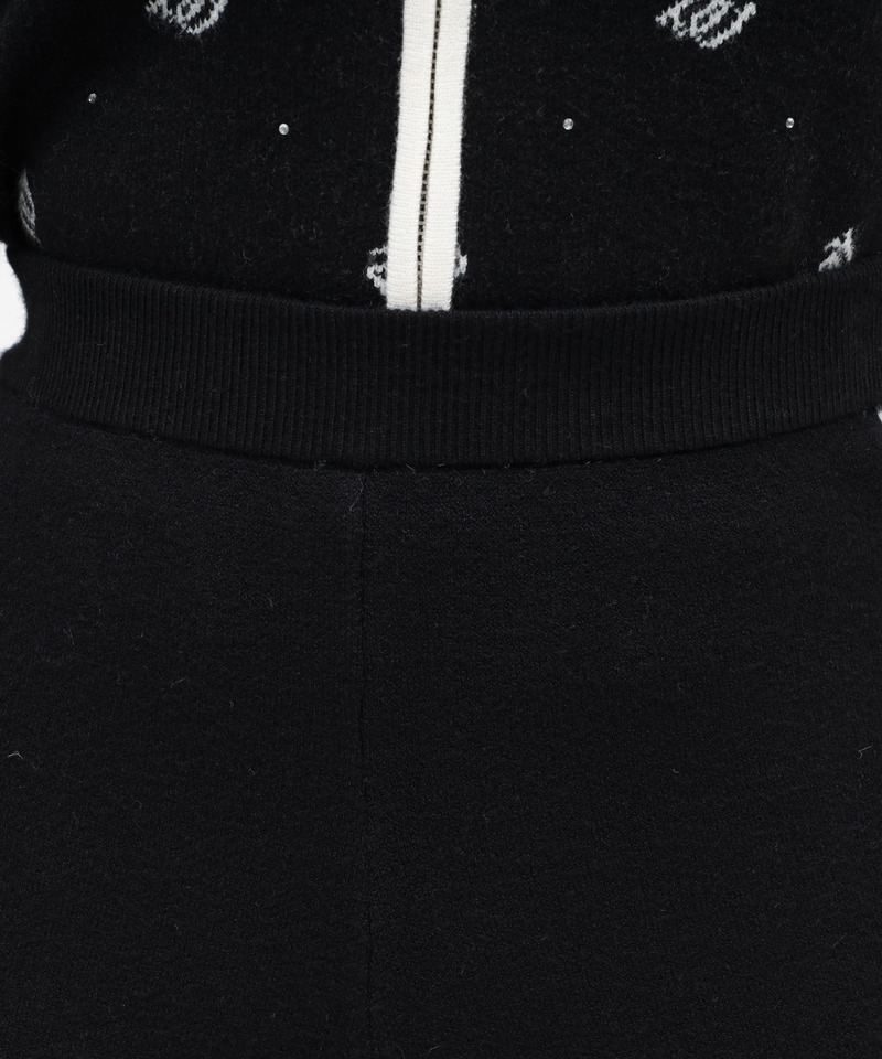 アソートジャガードニットワイドパンツ 詳細画像 ブラック 4