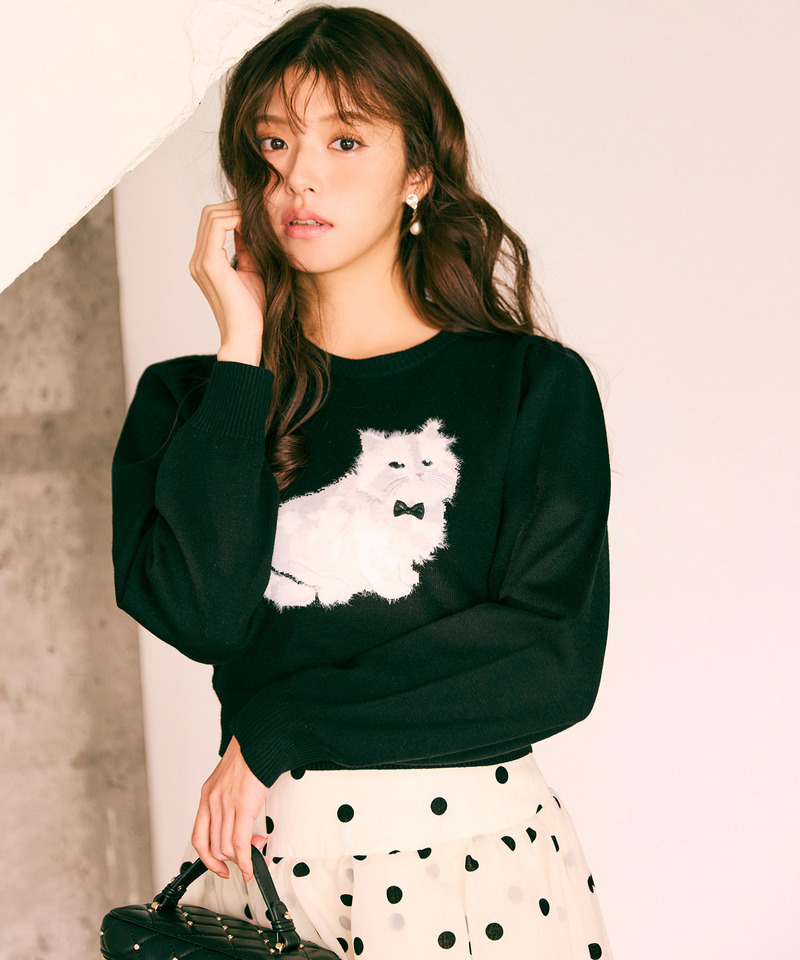 アニマルニットトップス 詳細画像 ブラック 1