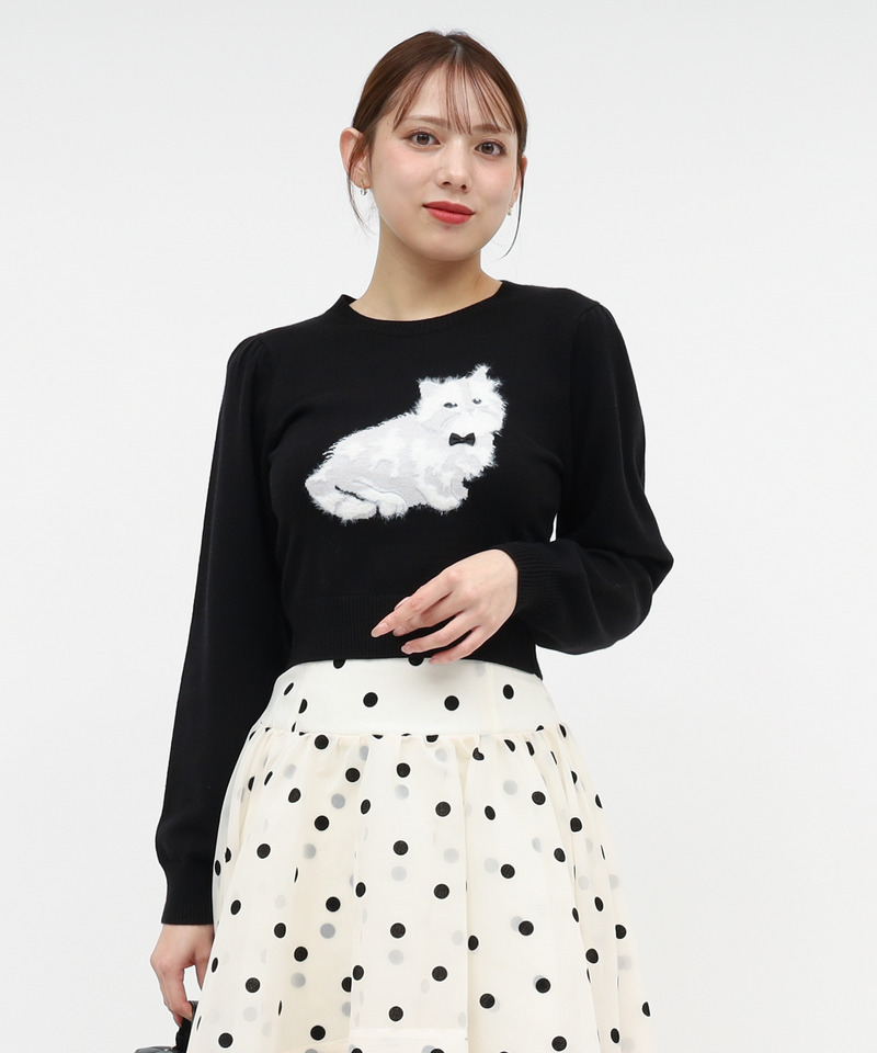 アニマルニットトップス 詳細画像 ブラック 2