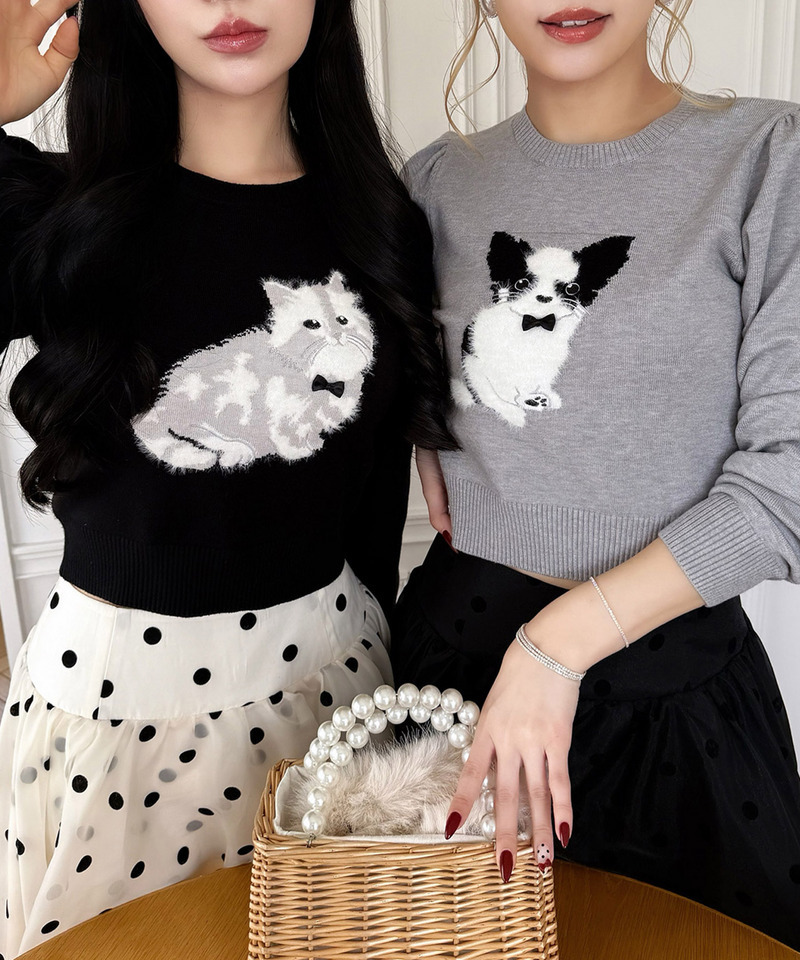 アニマルニットトップス 詳細画像 ブラック 9