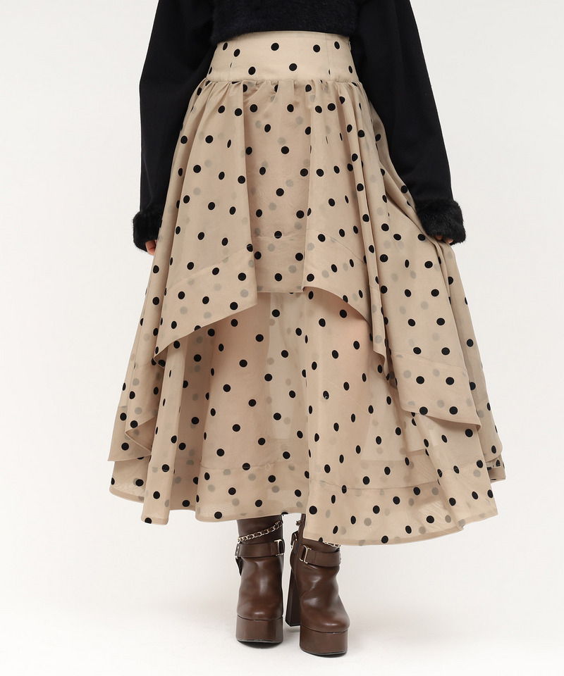 シアードットフレアスカート 詳細画像 カーキ 1