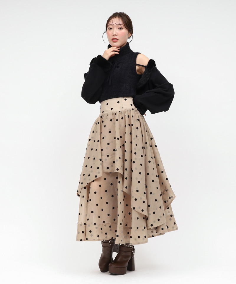 シアードットフレアスカート 詳細画像 カーキ 2