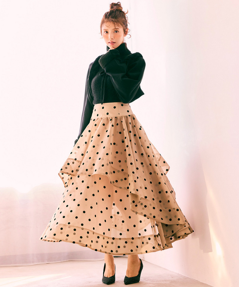 シアードットフレアスカート 詳細画像 カーキ 3