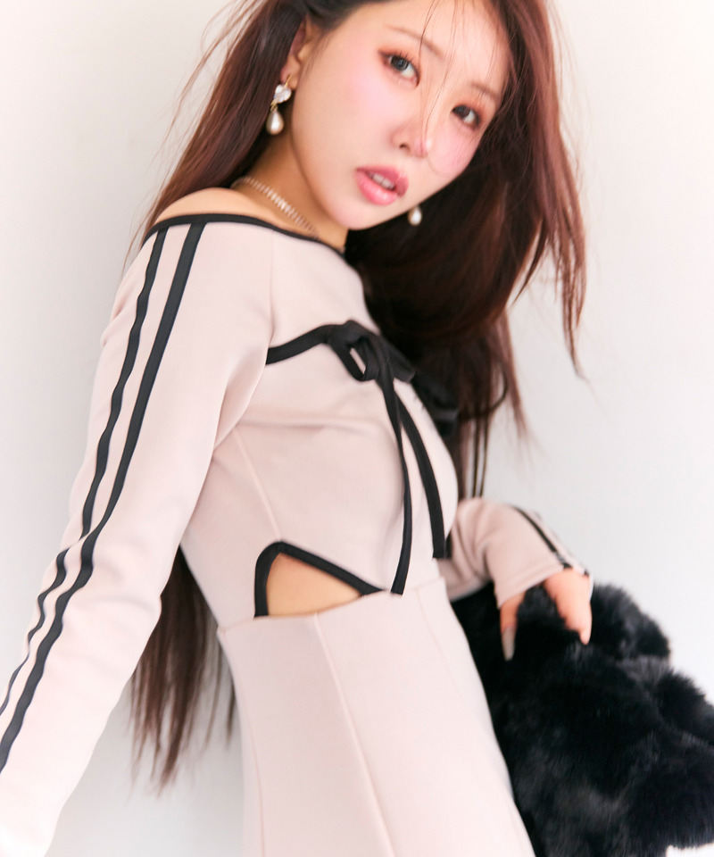 【GirlsAward2025 A/W 村山 彩希様・吉崎 綾様着用】【MLB】配色パイピングカットアウトワンピース 詳細画像 ベージュ 6