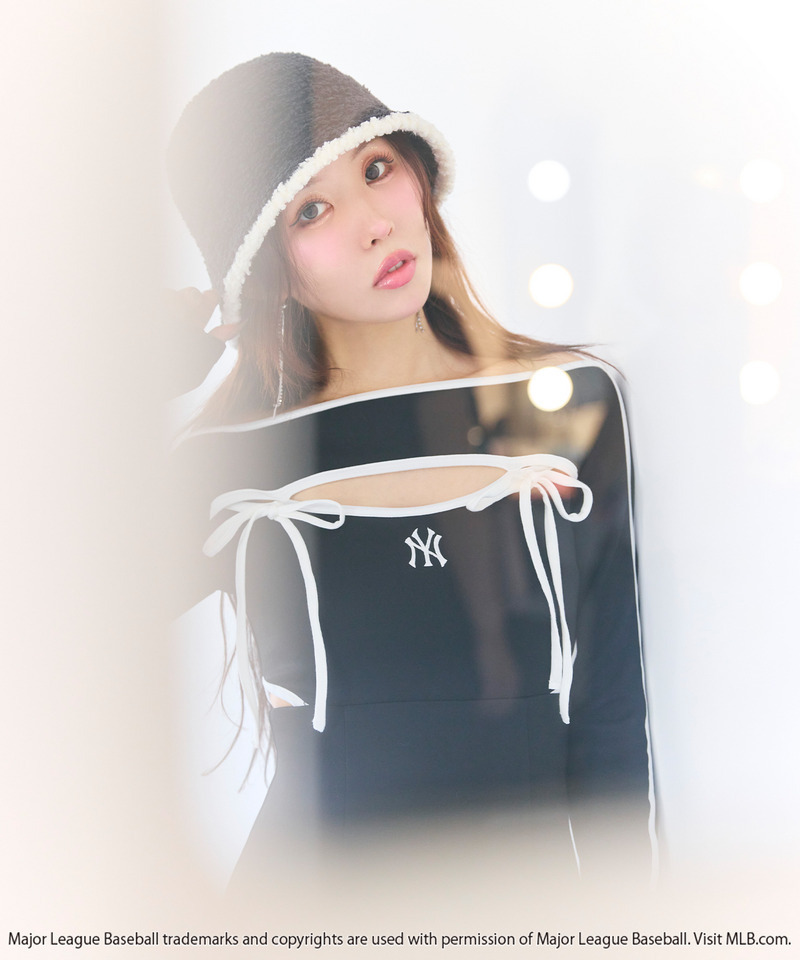 【GirlsAward2025 A/W 村山 彩希様・吉崎 綾様着用】【MLB】配色パイピングカットアウトワンピース 詳細画像 ブラック 14