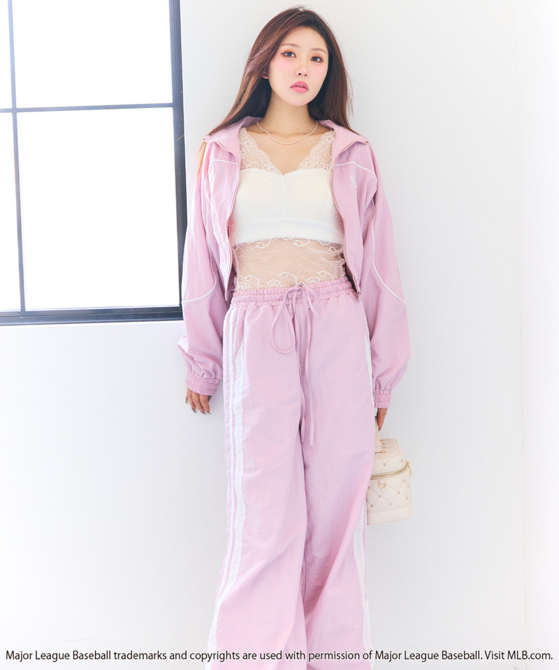 【GirlsAward2025 A/W 小川 桜花様着用】【MLB】トラックジャケット/レースラインパンツセットアップ 詳細画像 ピンク 6