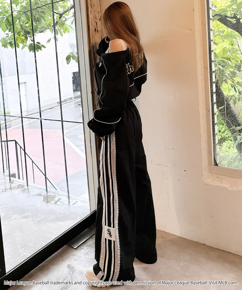 【GirlsAward2025 A/W 小川 桜花様着用】【MLB】トラックジャケット/レースラインパンツセットアップ 詳細画像 ブラック 6