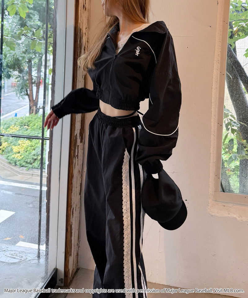 【GirlsAward2025 A/W 小川 桜花様着用】【MLB】トラックジャケット/レースラインパンツセットアップ 詳細画像 ブラック 7