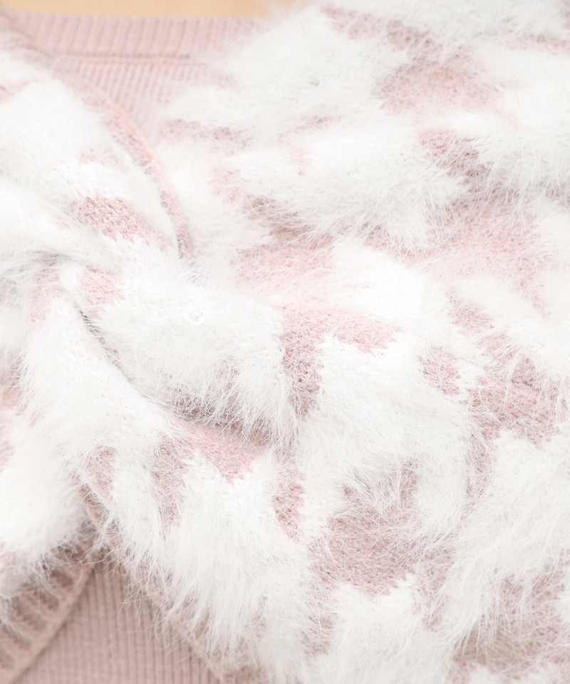 2way千鳥シャギーアンサンブルニットミニワンピース 詳細画像 ピンク 6