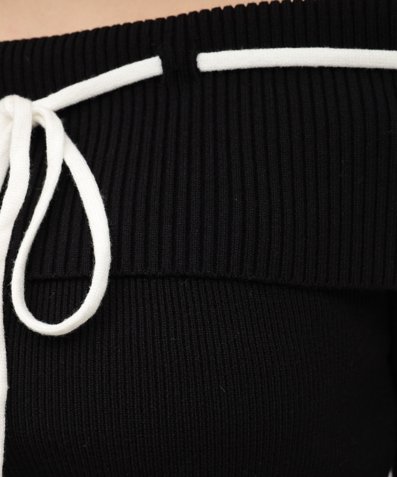 配色オフショルニットトップス 詳細画像 ブラック 6