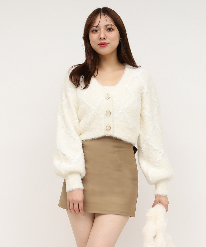 シャギーチェックアンサンブル 詳細画像 オフホワイト 1