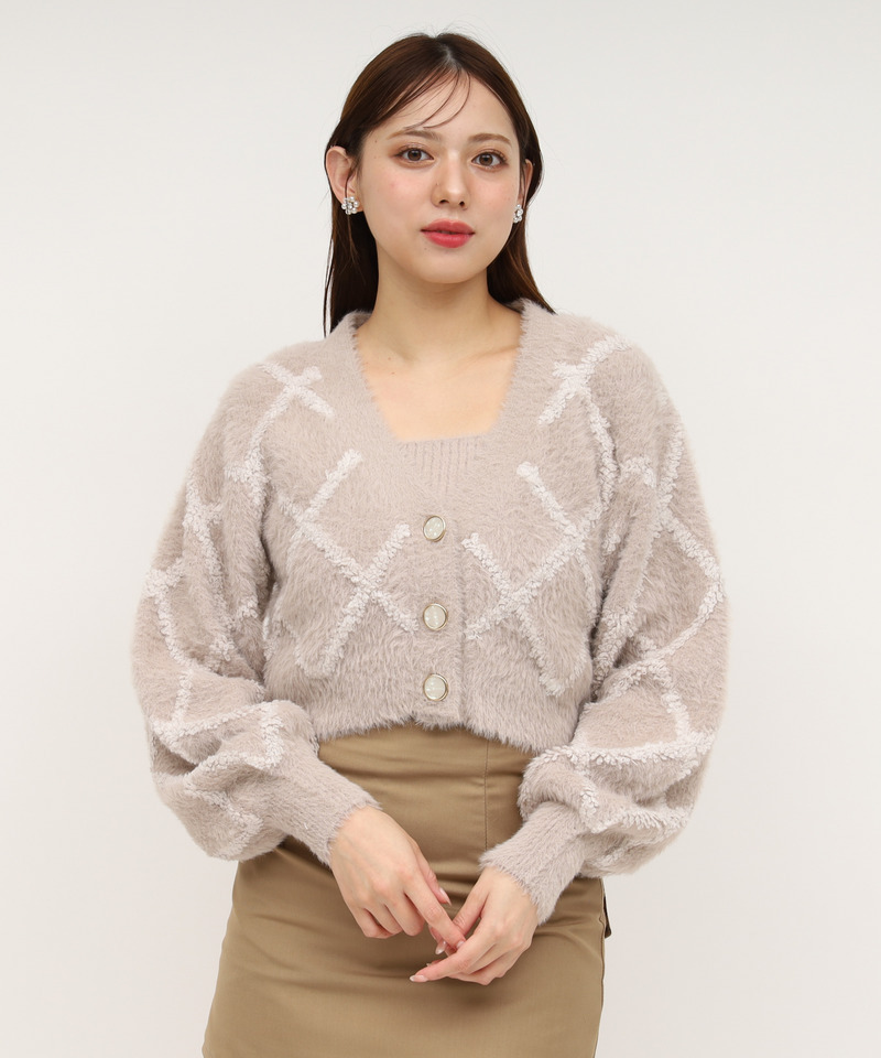 シャギーチェックアンサンブル 詳細画像 ベージュ 1