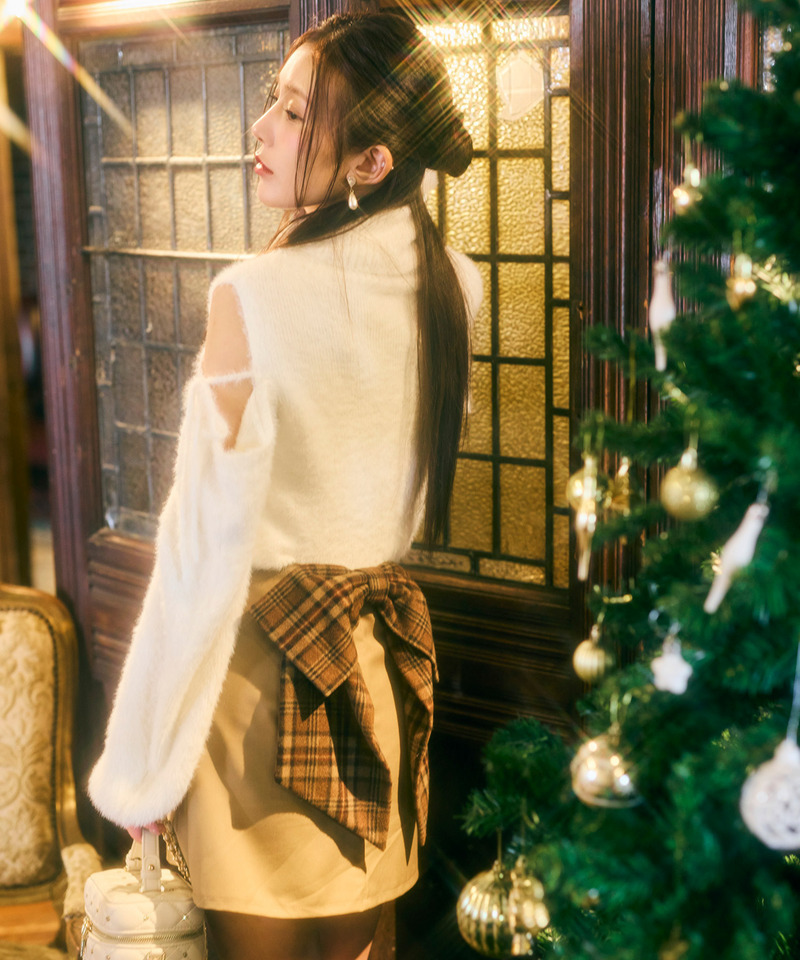 コールドショルダーシャギーニットトップス 詳細画像 オフホワイト 13