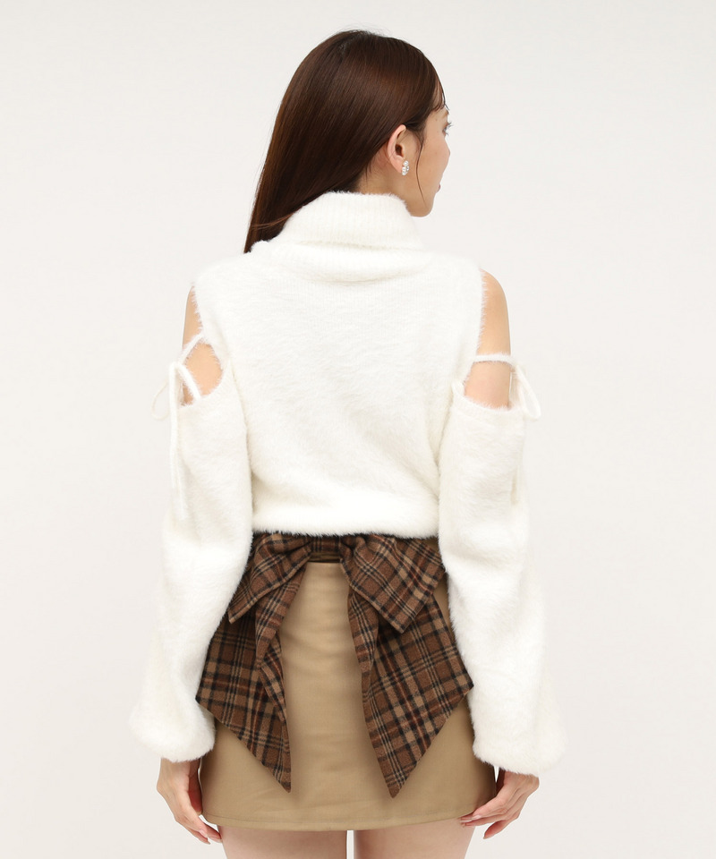 コールドショルダーシャギーニットトップス 詳細画像 オフホワイト 4