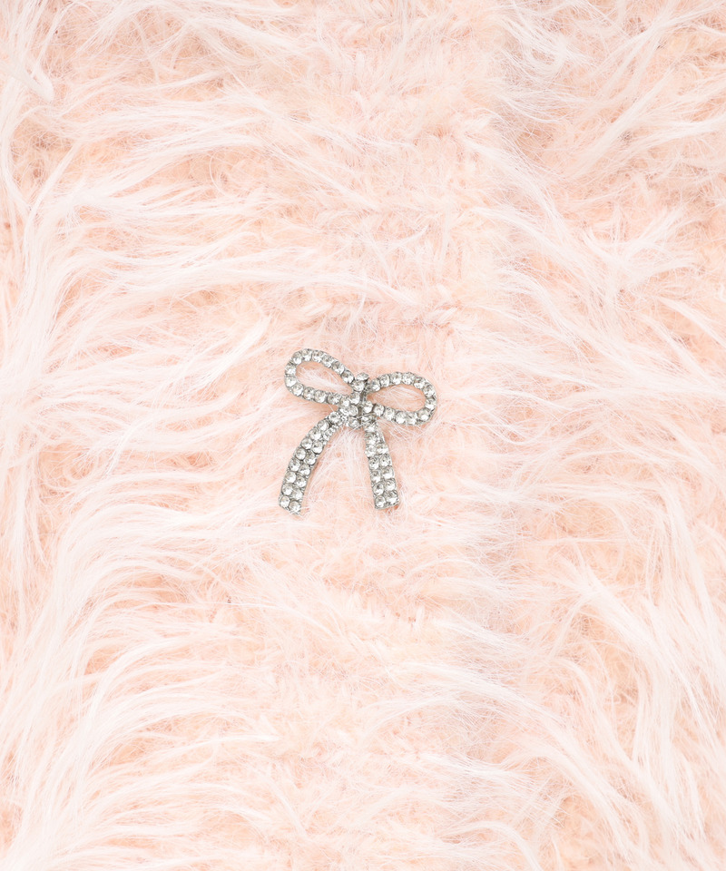 リボン釦シャギーミドルカーディガン 詳細画像 ピンク 6