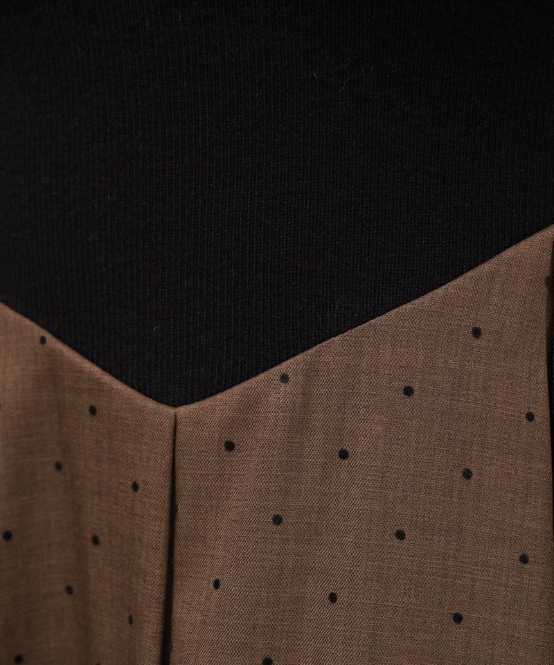 オフショルギャザードットフレアドッキングワンピース 詳細画像 ブラウン 7