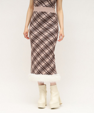 ヘムファーチェックタイトニットスカート