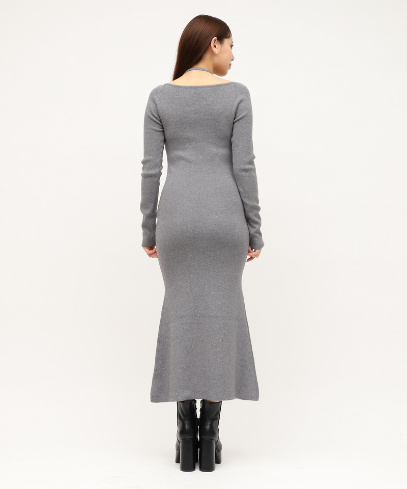 スパンコールニットタイトワンピース 詳細画像 グレー 2