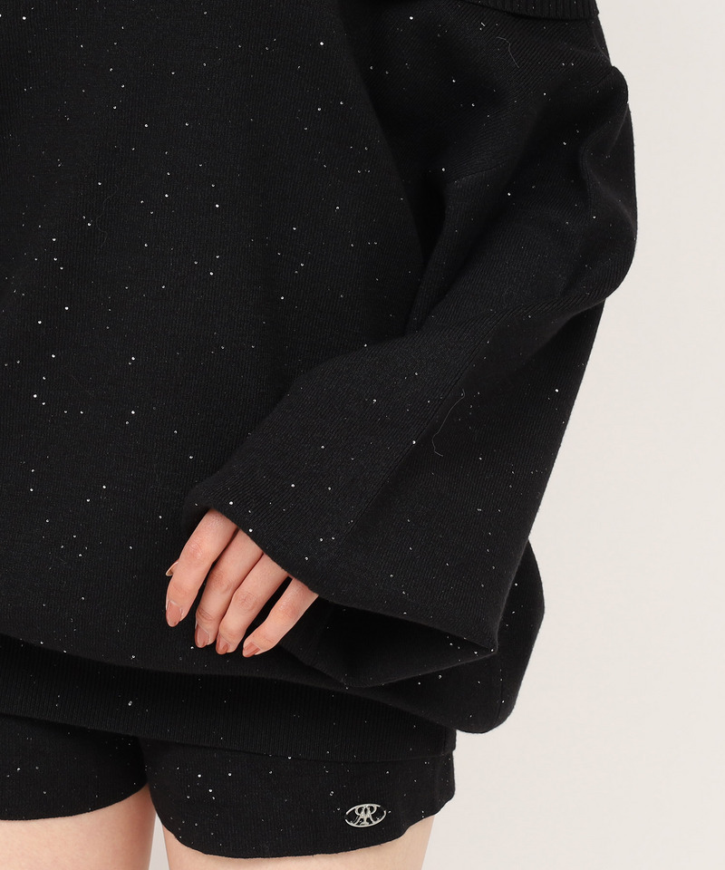 スパンコールニットオフショルトップス 詳細画像 ブラック 5