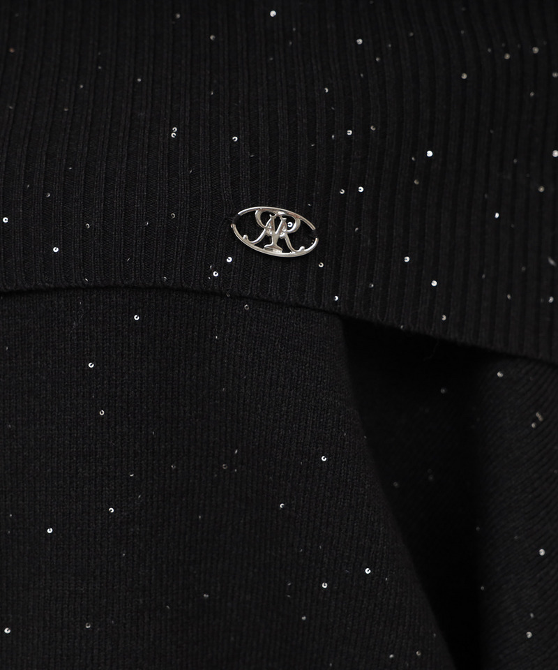 スパンコールニットオフショルトップス 詳細画像 ブラック 6