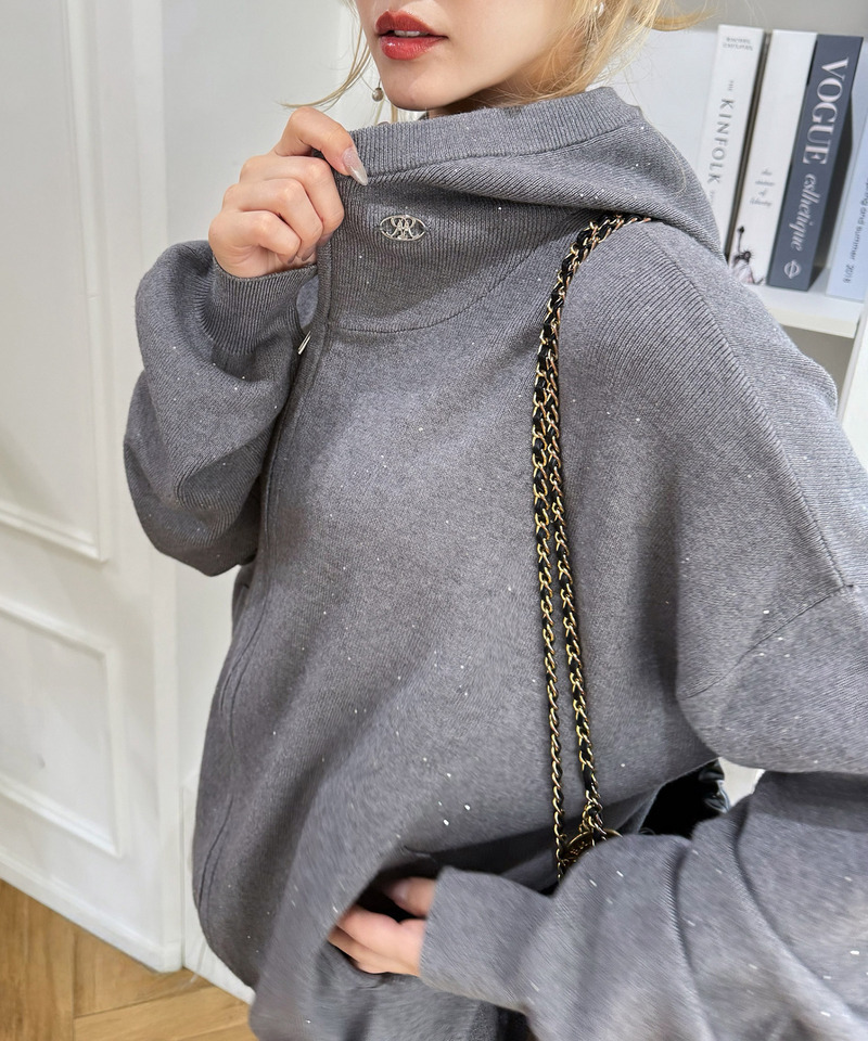 スパンコールニットパーカー 詳細画像 グレー 4